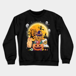 Yorkie Dog Mummy Witch Moon Ghosts Happy Halloween Thanksgiving Merry Christmas Day Crewneck Sweatshirt